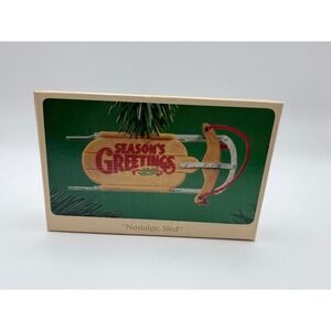 Vintage Hallmark‎ Keepsake Ornament Nostalgic Sled Season's Greetings 1984